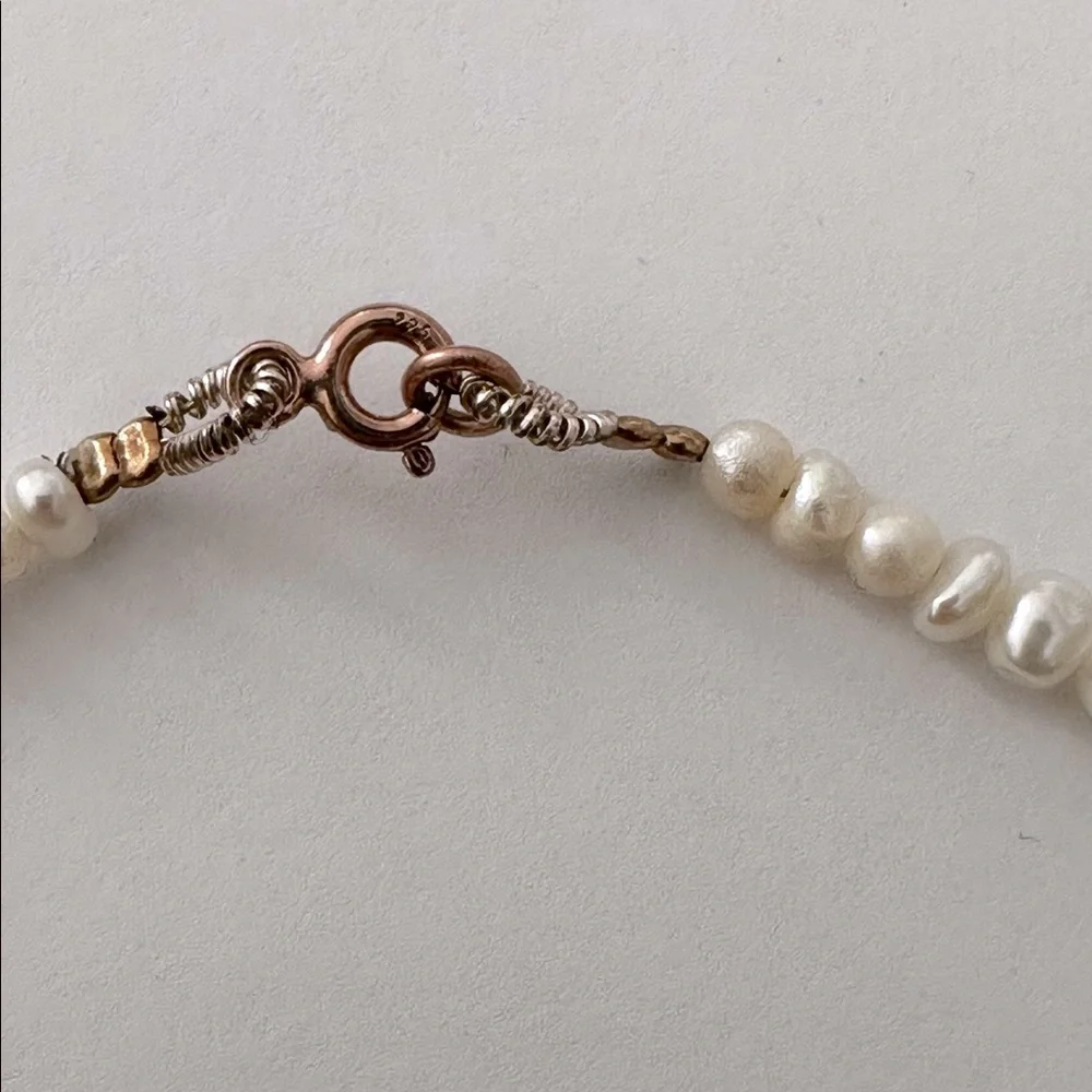 925 Silver pearl necklace with seashell 14k rose gold plated